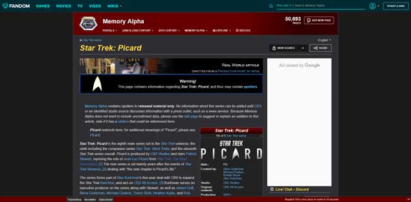 Star Trek: Picard Memory Alpha Wiki Fandom