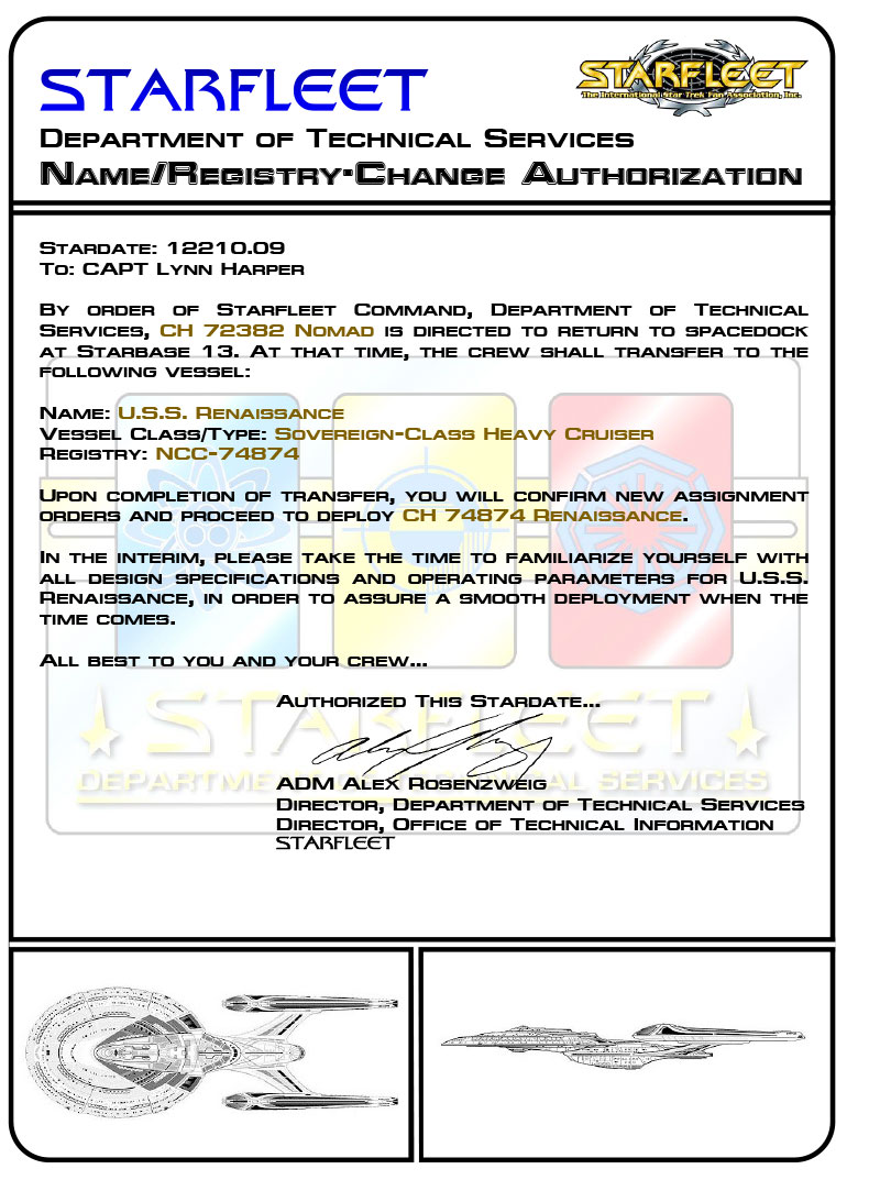 Name Registry Change Authorization form Nomad to Renaissance